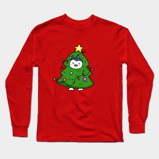 Penguin wearing a Christmas tree costume Long Sleeve T-Shirt